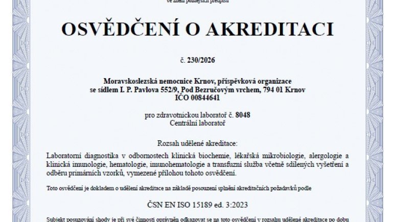 Akreditace laboratoř